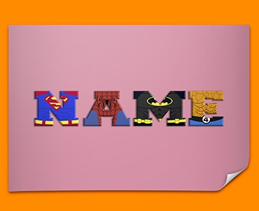 Pink Superhero Personalised Childrens Name Poster