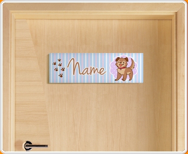 Puppy Personalised Name Children's Bedroom Door Sign