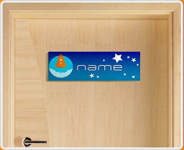 Space Rocket Personalised Name Children's Bedroom Door Sign