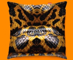 Animal Skin Yellow Snake Funky Sofa Cushion 45x45cm