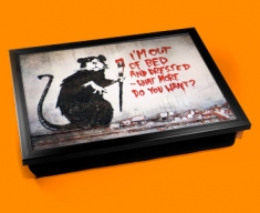 Banksy Out of Bed Rat Cushion Lap Tray