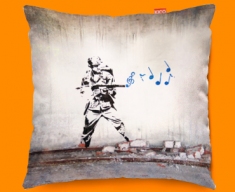 Banksy Soldier Funky Sofa Cushion 45x45cm