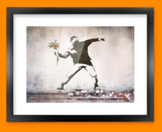 Banksy Thug Flowers Framed Print