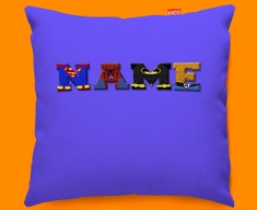 Dark Blue Superhero Personalised Childrens Name Sofa Cushion