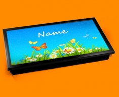 Flowers Personalised Childrens Name Cushioned Laptop Lap Tray