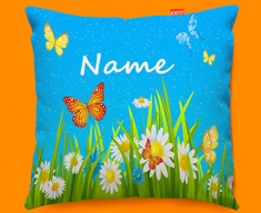 Flowers Personalised Childrens Name Sofa Cushion