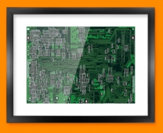 Green Circuitboard Framed Print