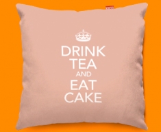 Keep Calm Drink Tea and Eat Cake Funky Sofa Cushion 45x45cm