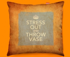Keep Calm Vintage Stress Out Funky Sofa Cushion 45x45cm