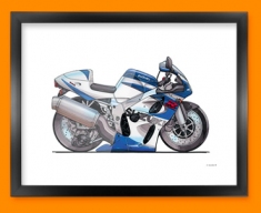 Suzuki Bike GSXR Car Caricature Illustration Framed Print