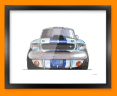 Ford Mustang Shelby Car Caricature Illustration Framed Print