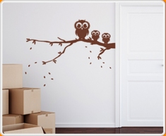 Owls on Branch Wall Sticker