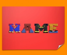 Red Superhero Personalised Childrens Name Poster