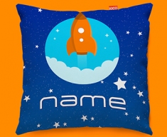 Space Rocket Personalised Childrens Name Sofa Cushion