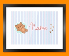 Teddy Personalised Childrens Name Framed Print