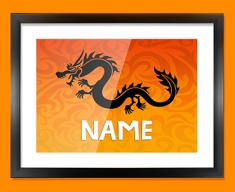 Tribal Dragon Personalised Childrens Name Framed Print