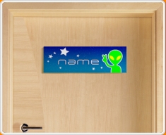 Space Alien Personalised Name Children's Bedroom Door Sign
